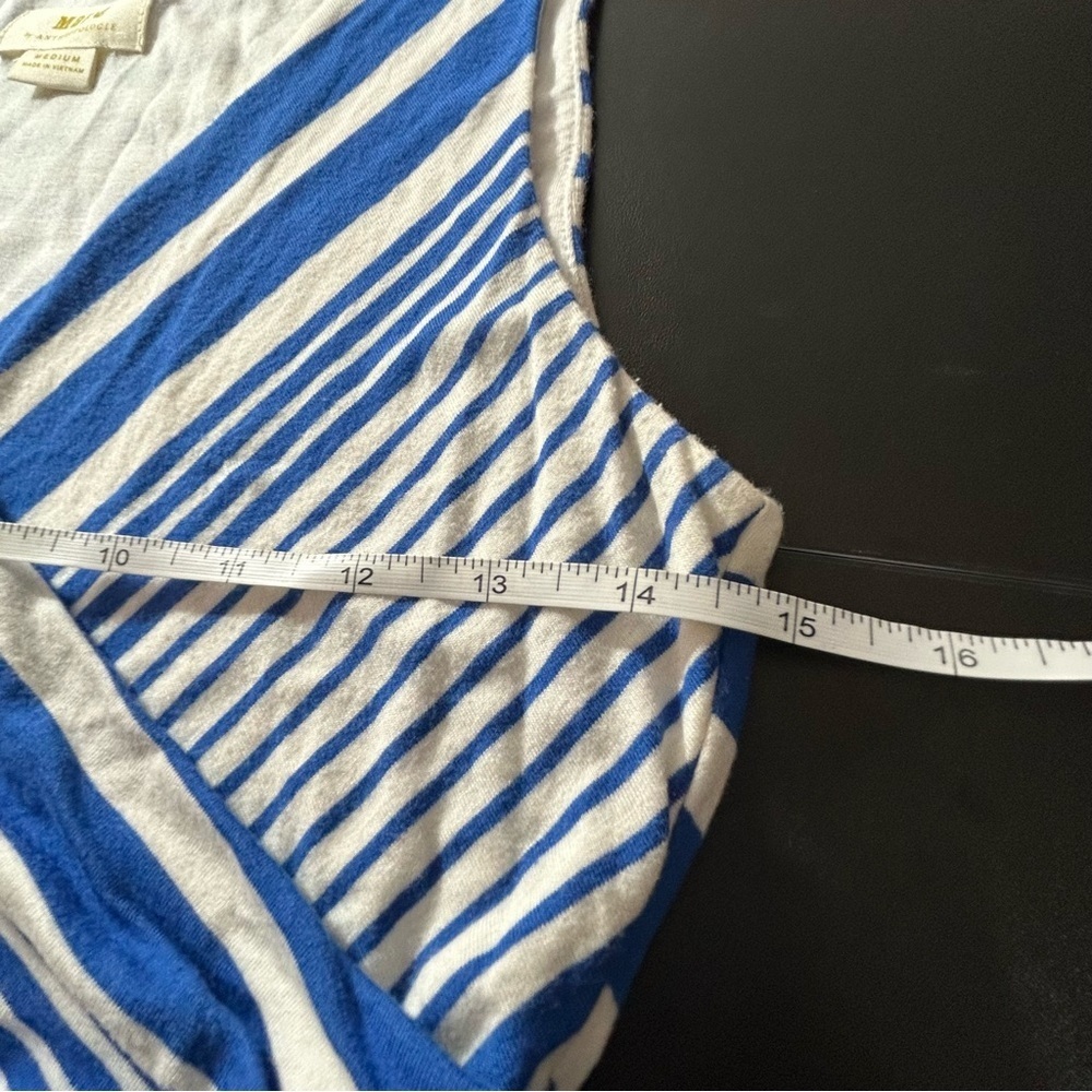 Maeve by Anthropologie Sleeveless Dress Kythira Striped Blue White Sz Medium - Picture 7 of 8